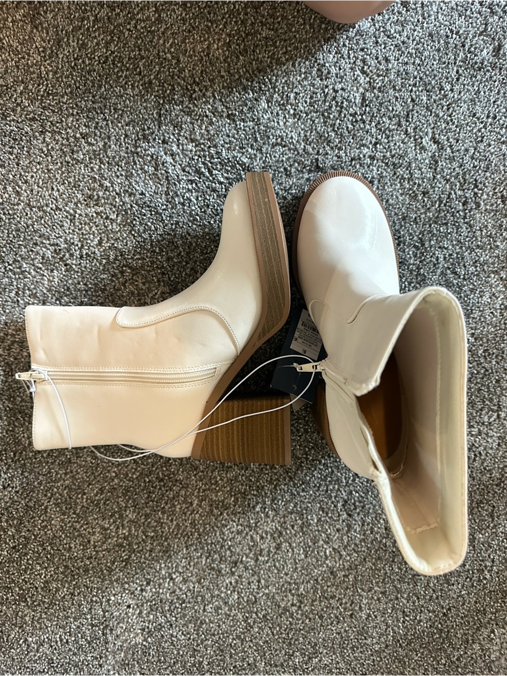 Target Cream Mid-Calf Block Heel Booties